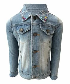 Lola + The Boys Happy Rainbow Gems Denim Jacket