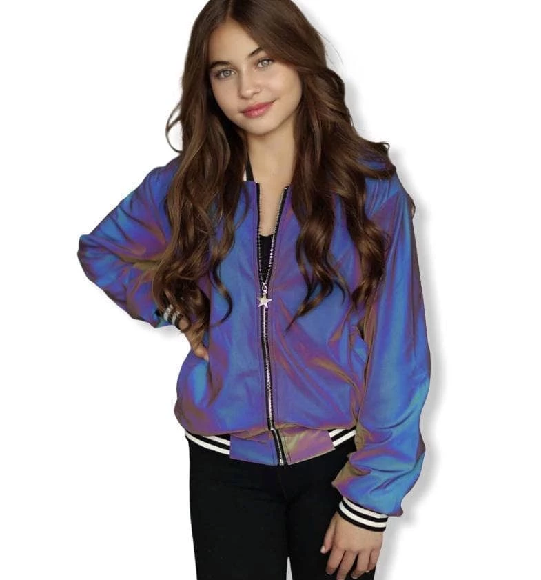 Lola + The Boys Girls Hologram Reflective Bomber