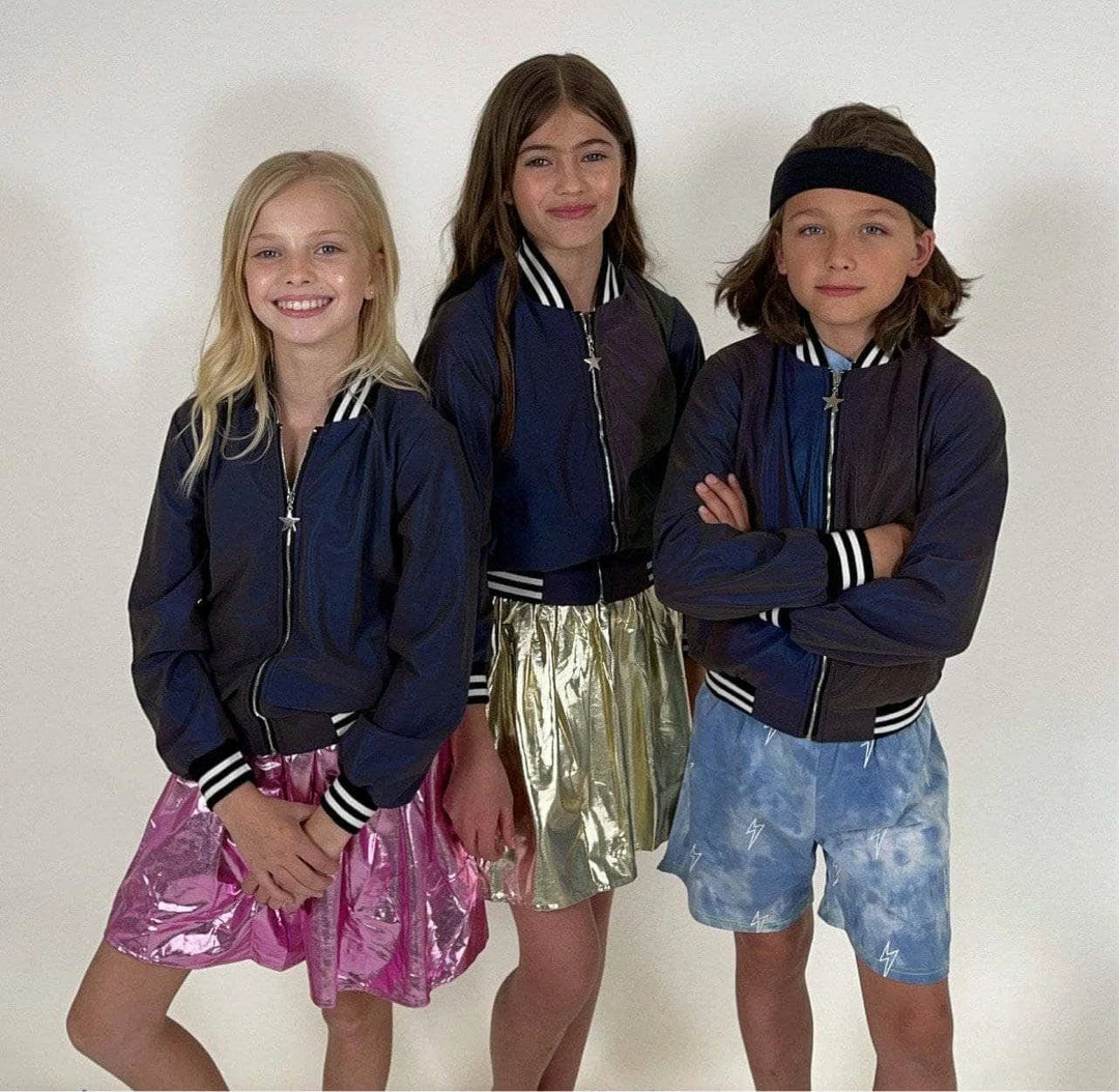 Lola + The Boys Girls Hologram Reflective Bomber