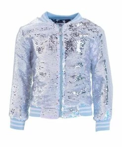 Lola + The Boys Iridescent Angel Sequin Flip Bomber Girls