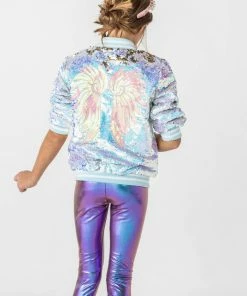 Lola + The Boys Iridescent Angel Sequin Flip Bomber Girls