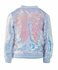 Lola + The Boys Iridescent Angel Sequin Flip Bomber Girls