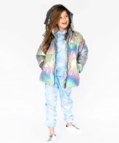 Lola + The Boys Girls Metallic Ombré Puffer