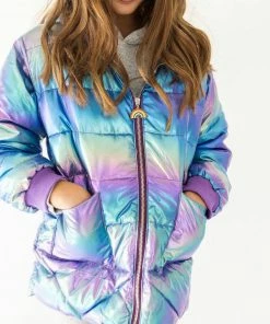 Lola + The Boys Girls Metallic Ombré Puffer