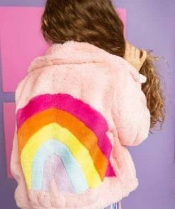 Lola + The Boys Girls Rainbow Faux Fur Coat