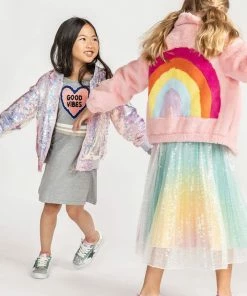Lola + The Boys Girls Rainbow Faux Fur Coat