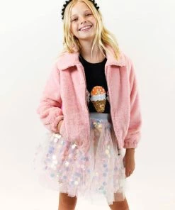 Lola + The Boys Girls Rainbow Faux Fur Coat