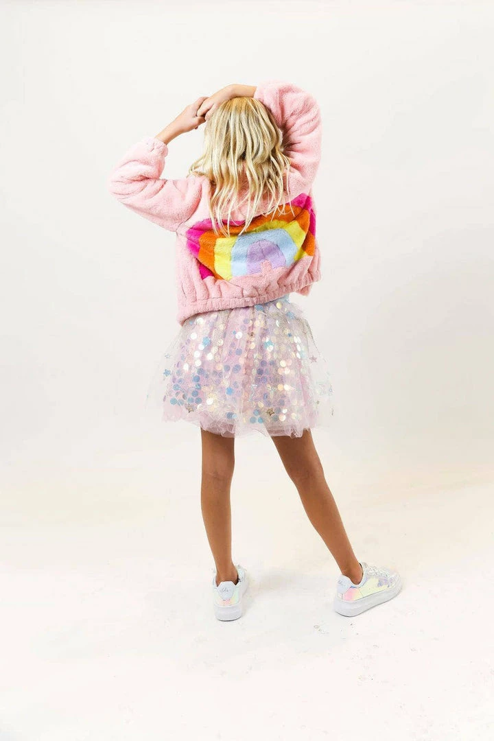 Lola + The Boys Girls Rainbow Faux Fur Coat