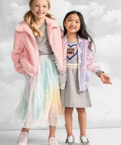 Lola + The Boys Girls Rainbow Faux Fur Coat