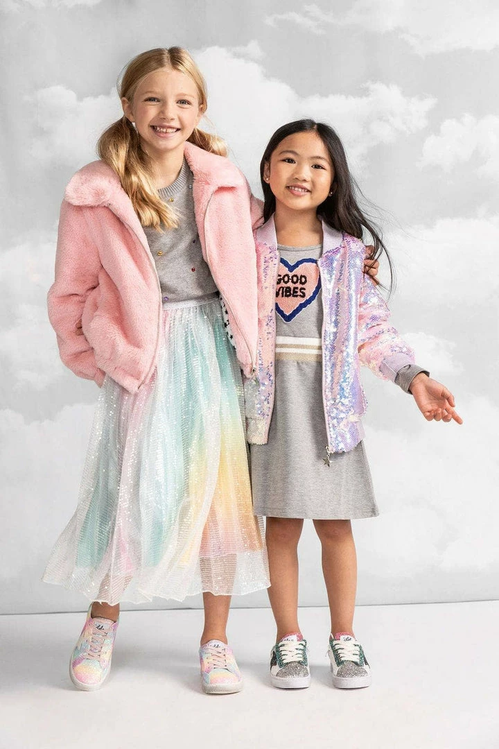 Lola + The Boys Girls Rainbow Faux Fur Coat