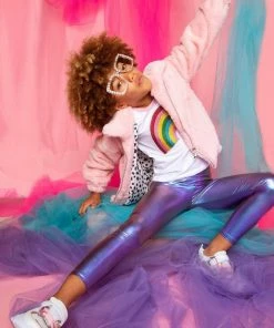 Lola + The Boys Girls Rainbow Faux Fur Coat