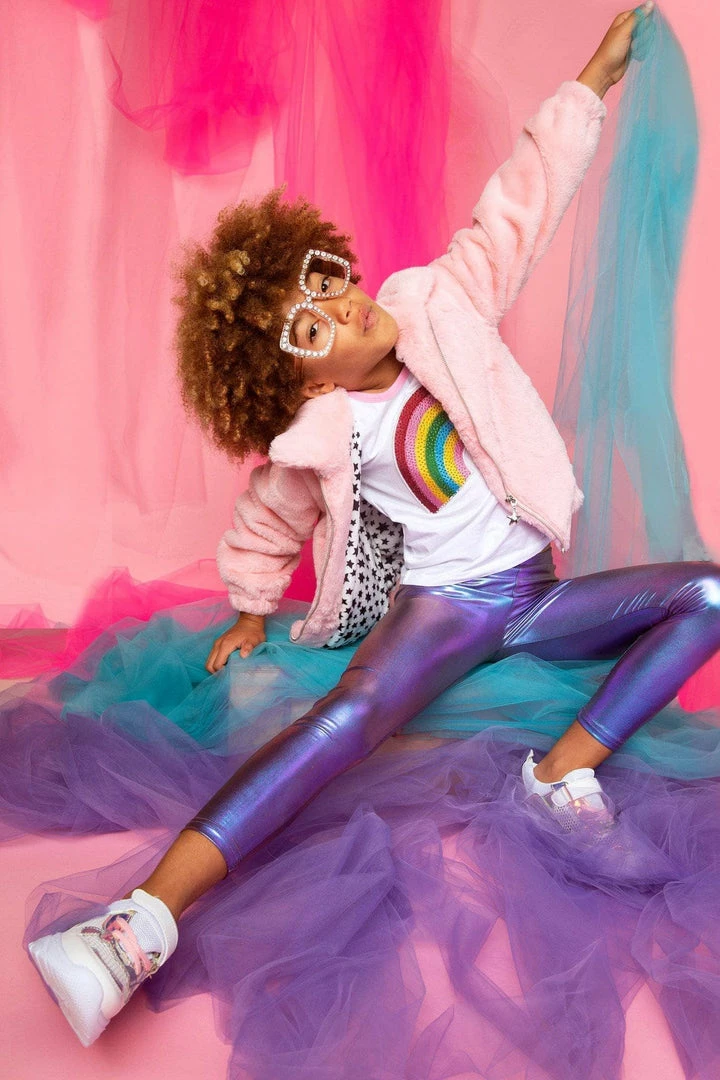 Lola + The Boys Girls Rainbow Faux Fur Coat