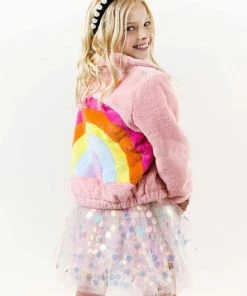 Lola + The Boys Girls Rainbow Faux Fur Coat