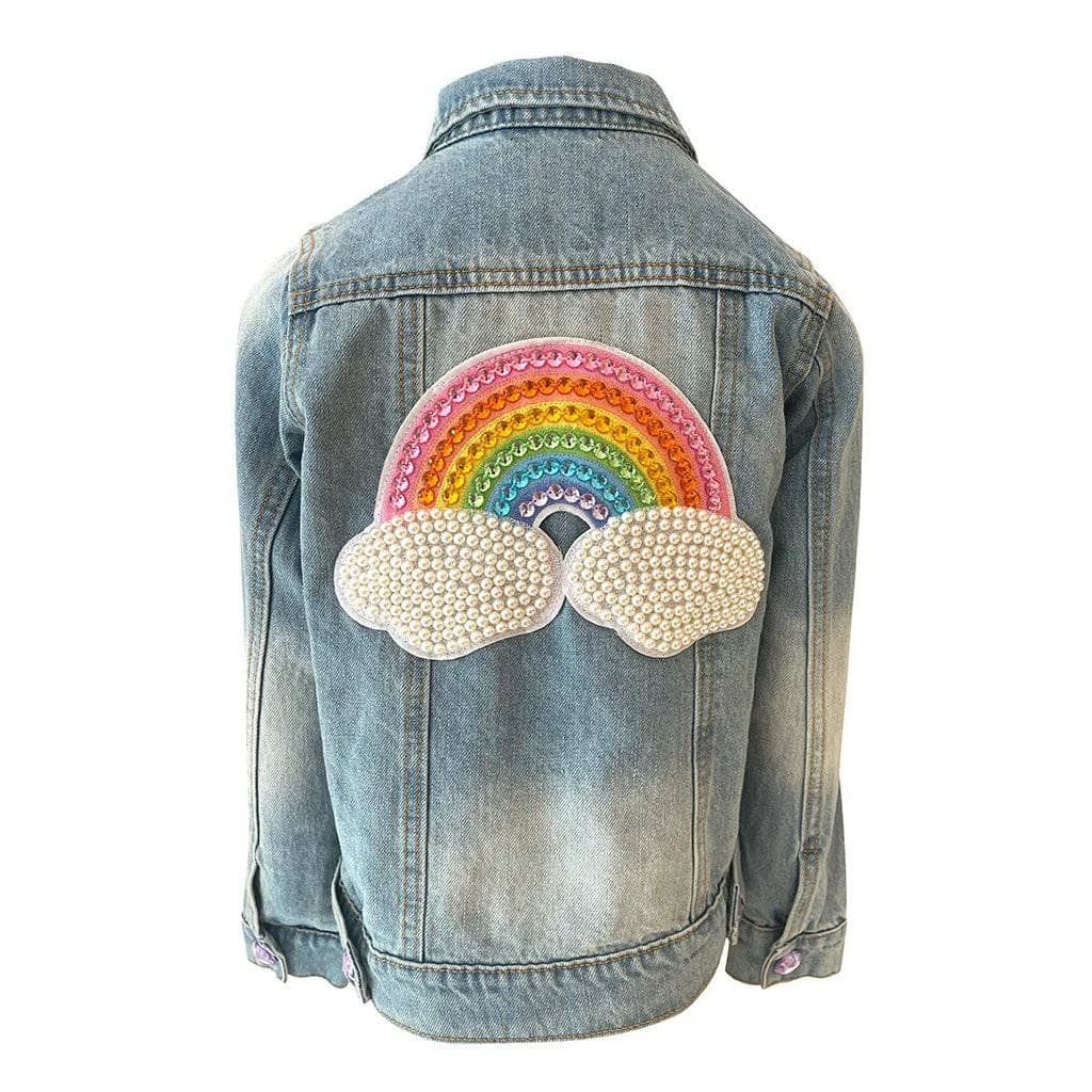Lola + The Boys Rainbow Pearl Denim Jacket Girls