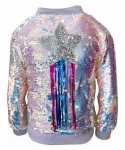 Lola + The Boys Shooting Star Sequin Bomber Girls