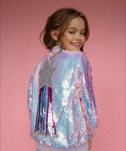 Lola + The Boys Shooting Star Sequin Bomber Girls