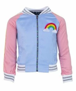 Lola + The Boys Sky Unicorn Satin Bomber Girls