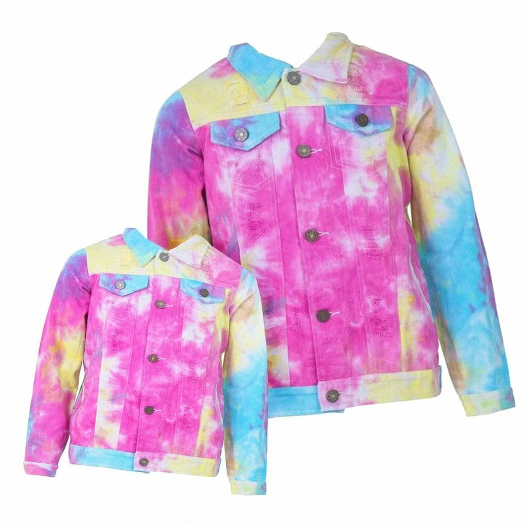 Lola + The Boys Girls Tie Dye Denim Jacket