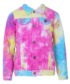 Lola + The Boys Girls Tie Dye Denim Jacket
