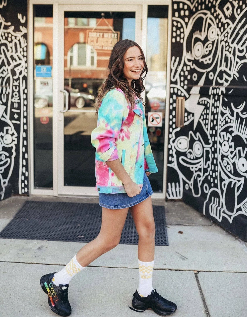 Lola + The Boys Girls Tie Dye Denim Jacket