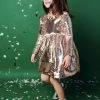 Lola & The Boys Rose Gold Sequin Flip Party Dress