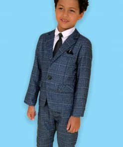 Lola + The Boys Navy Plaid Three Piece Suit New Arrivals