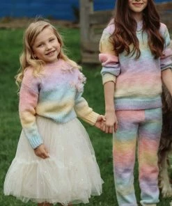 Lola + The Boys Ombre 3D Flower Sweater