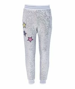 Lola + The Boys Silver Sequin Star Joggers Girls