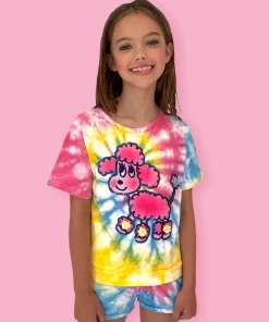 Lola + The Boys Poodle Tie Dye Shorts Set