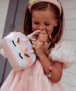 Lola + The Boys Rainbow Glitter Unicorn Pom Crossbody