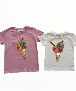 Lola + The Boys New Arrivals Rainbow Pearls Ice Cream Tshirt
