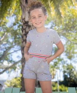 Lola & The Boys Girls Rainbow Gem Romper