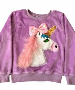 Lola + The Boys Sequin Bow Velour Unicorn Sweatshirt New Arrivals
