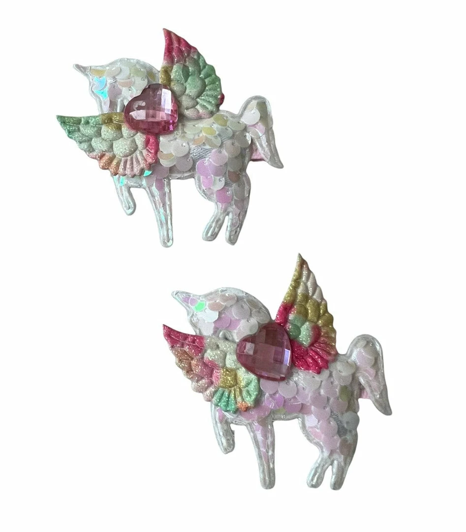 Lola + The Boys Sequin Unicorn Hair-clip (pack Of 2)
