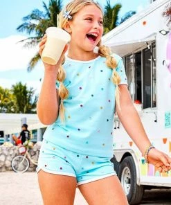 Lola + The Boys Baby Blue Rainbow Gem Short Set Girls