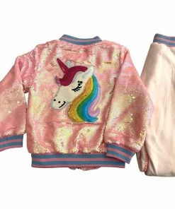 Lola + The Boys Pretty In Pink Unicorn Sequin Set