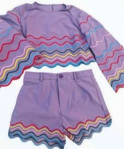 Lola + The Boys New Arrivals Rainbow Wave Short Purple
