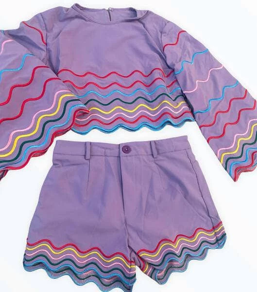 Lola + The Boys New Arrivals Rainbow Wave Short Purple