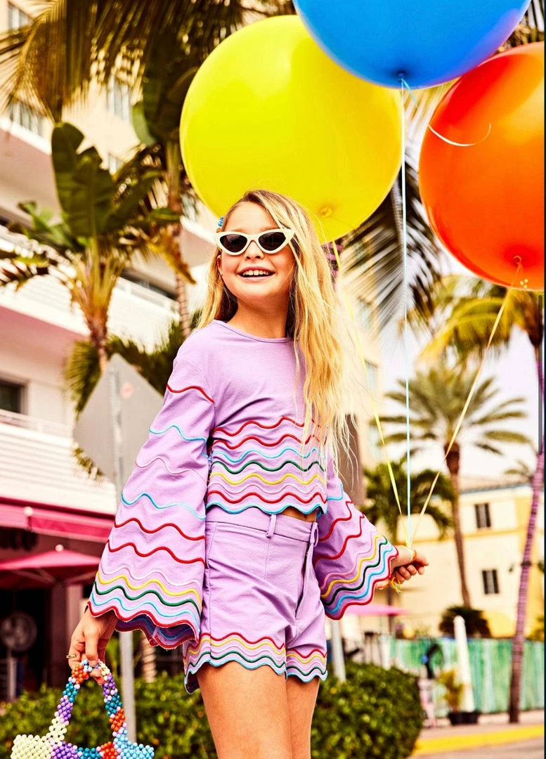 Lola + The Boys New Arrivals Rainbow Wave Short Purple