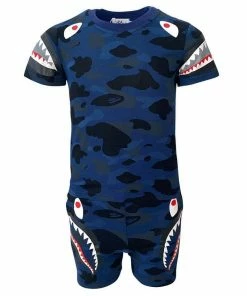 Lola + The Boys Shark Boy Camo Short Set