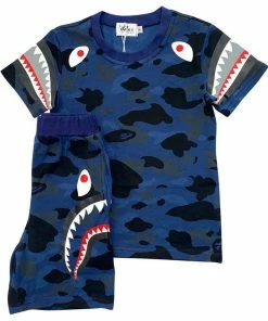 Lola + The Boys Shark Boy Camo Short Set