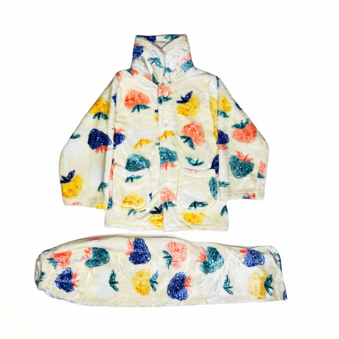 Lola + The Boys Girls Strawberry Art Velour Set