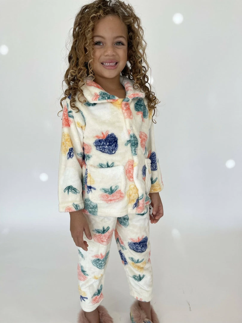 Lola + The Boys Girls Strawberry Art Velour Set