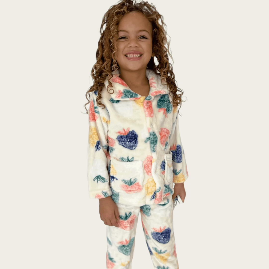 Lola + The Boys Girls Strawberry Art Velour Set