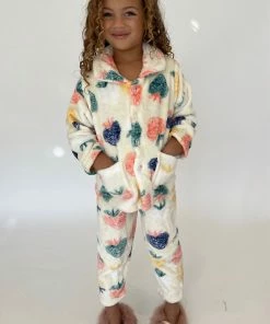 Lola + The Boys Girls Strawberry Art Velour Set