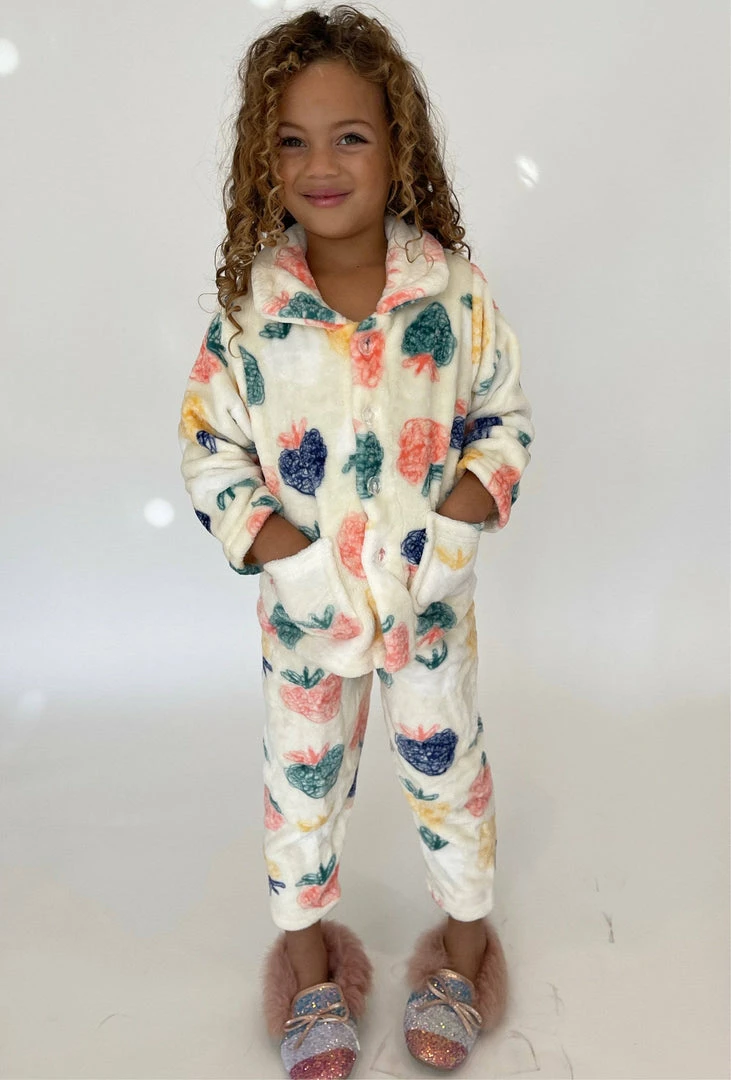 Lola + The Boys Girls Strawberry Art Velour Set