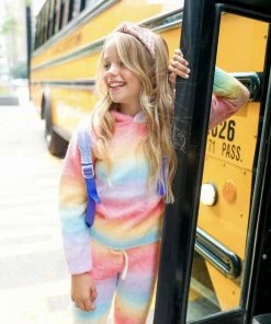 Lola + The Boys Sunset Knit Hoodie And Pant Set Girls