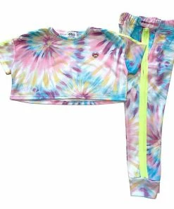 Lola + The Boys Girls Tie Dye Cropped Set