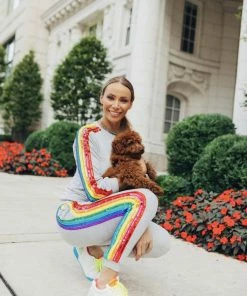 Lola + The Boys Women's Sequin Rainbow Tracksuit Set
