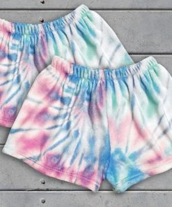 Top Trenz Fuzzy Tie Dye Lounge Shorts Girls